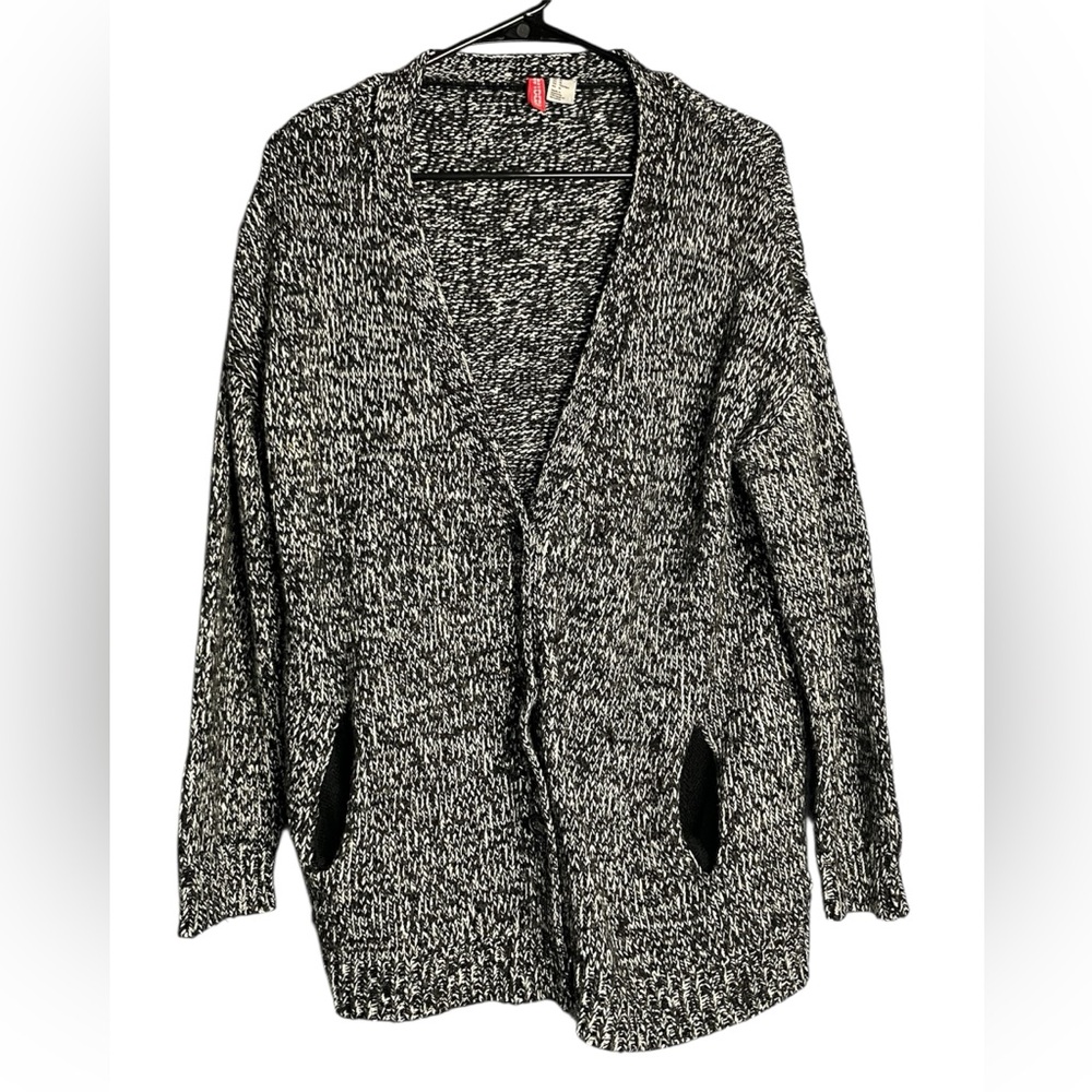 Divided Heathered Open-Front Cardigan Size